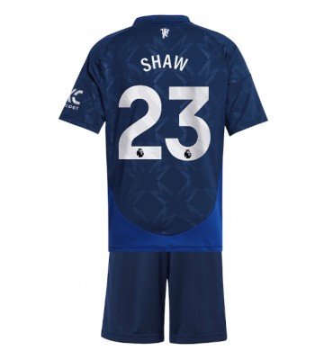 Manchester United Luke Shaw #23 Segunda Equipación Niños 2024-25 Manga Corta (+ Pantalones cortos)